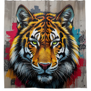 Stille Stärke – Tiger Graffiti Art Duschvorhang