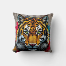 Stille Stärke – Tiger Graffiti Art Wurfkissen