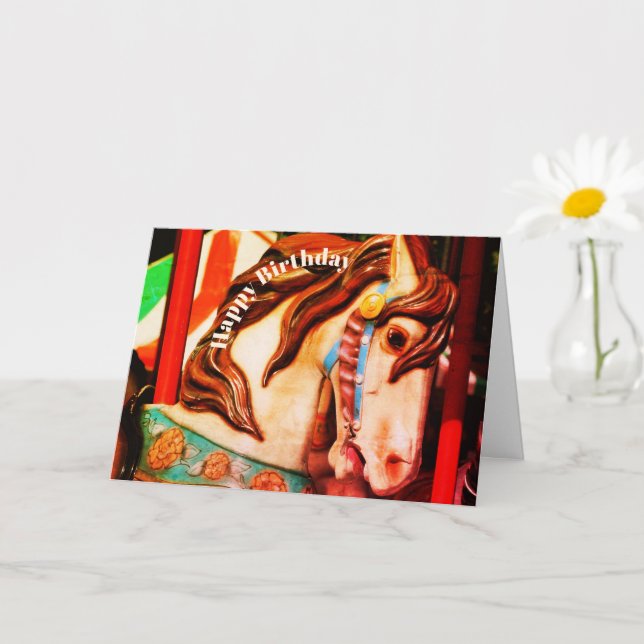 Stille Steed Carousel Pferde Kunst Geburtstag Karte (Kleine Pflanze)