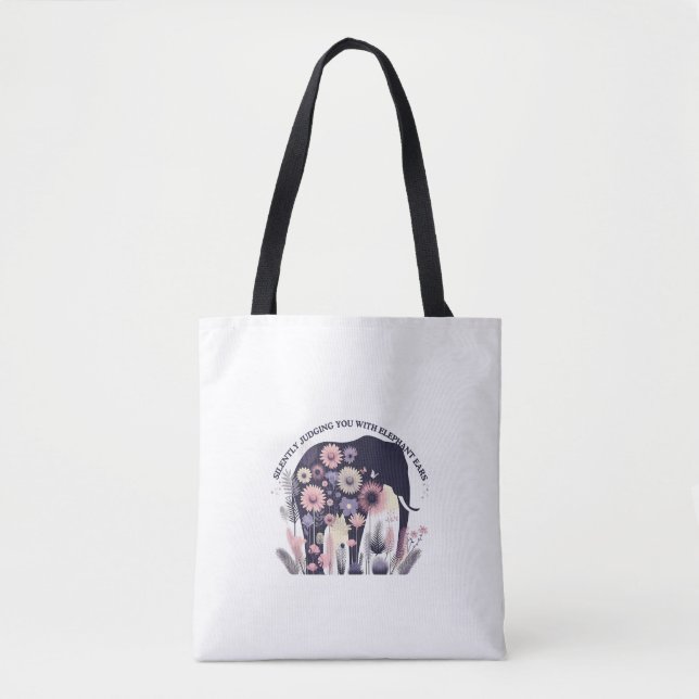 Stille Urteilsvermögen der Elefanten, florale Kuns Tasche (Vorderseite)