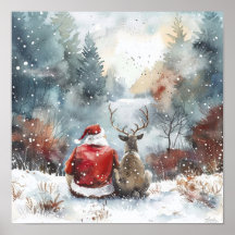 Stille Weihnachtsnacht – Weihnachtsmann und Rentie