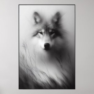 Stille Wolf unter blass Licht Poster