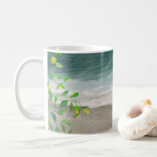 Stille Zeit beim digitalen Bild am Strand Kaffeetasse