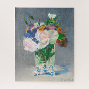 Stilleben, Blumen in einer Kristallvase von Manet