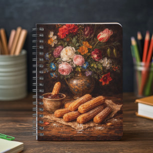 Stilleben Florale Churros   Monogramm Notizblock