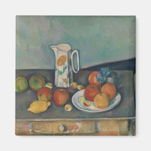 Stilleben, Milchkännchen und Obst auf einem Tisch, Magnet