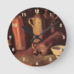 Stilleben mit 4 Steinkrügen von Vincent van Gogh Runde Wanduhr