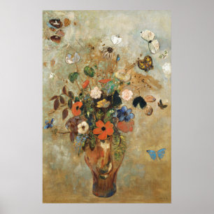 Stilleben mit Blumen von Odilon Redon. Poster