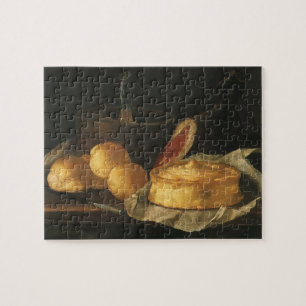 Stilleben mit Brottorte und Schinken, Giuseppe Rec