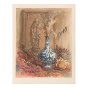 Stilleben mit einer chinesischen Vase und getrockn Fotodruck