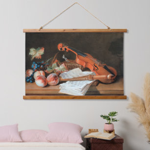 Stilleben mit einer Violine feine Kunst Wandteppich Mit Holzrahmen