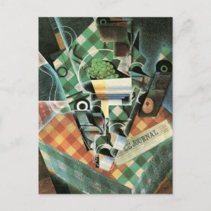 Stilleben mit karierter Tischdecke von Juan Gris Postkarte