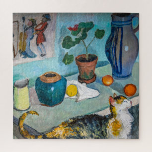 Stilleben mit Katze Auguste Macke