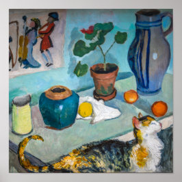 Stilleben mit Katze | Auguste Macke | Poster