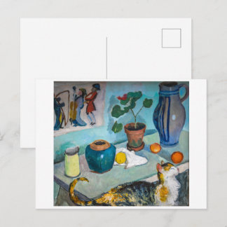 Stilleben mit Katze | Auguste Macke | Postkarte