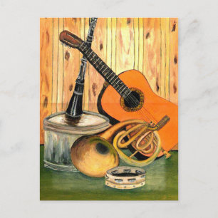 Stilleben mit Musikinstrumenten Postkarte