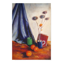 Stilleben mit Orangen und Krug – Küchenwandkunst