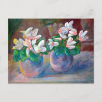 Stilleben mit rosa Alpenveilchen-Malerei