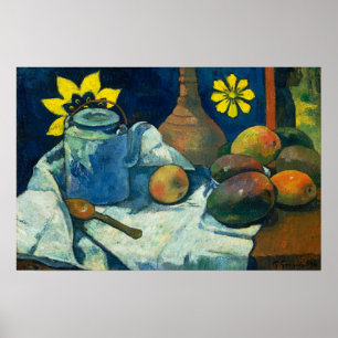 Stilleben mit Teekanne und Obst, Paul Gauguin Poster