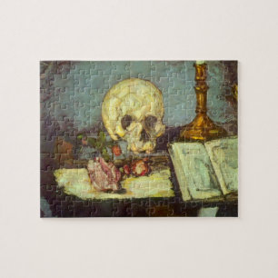Stilleben mit Totenkopf, Kerze und Buch von Paul C