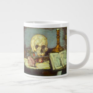Stilleben mit Totenkopf, Kerze und Buch von Paul C Jumbo-Tasse