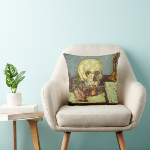 Stilleben mit Totenkopf, Kerze und Buch von Paul C Kissen