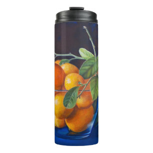 Stilleben mit Zitronen und Orangenast Thermosbecher