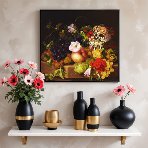 Stilleben - Obst und Blumen von Adelheid Dietrich Poster
