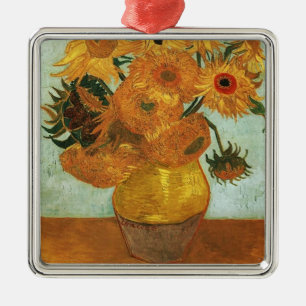 Stilleben - Vasen mit zwölf Sonnenblumen Silbernes Ornament