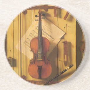Stilleben Violine und Noten von William Harnett Sandstein Untersetzer