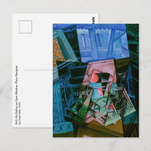 Stilleben vor einem offenen Fenster von Juan Gris Postkarte