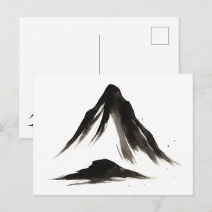 Stiller Berg – Tintenpinsel-Landschaft auf Unterse Postkarte