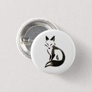 Stiller Fuchs – Minimalistisches Tintenpinsel-Desi Button