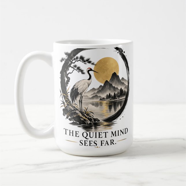 Stiller Geist sieht weit Dhammapada Kaffeetasse (Links)