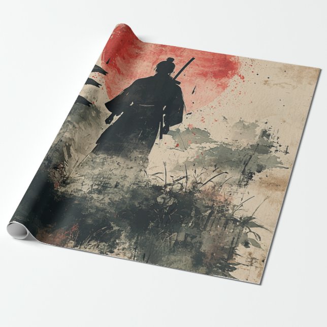 Stiller Samurai Karminroter Wald (3) Geschenkpapier (Ungerollt)
