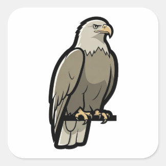 Stiller Stärke Adler – Minimale Wildlife-Illustrat Quadratischer Aufkleber