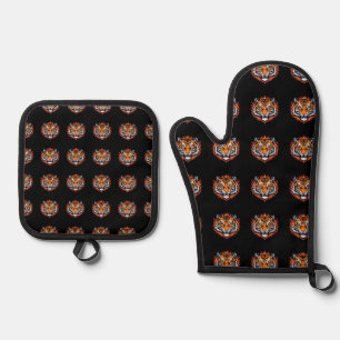 Stiller Tiger – Präzision und Kraft Ofenhandschuh & Topflappen-Set