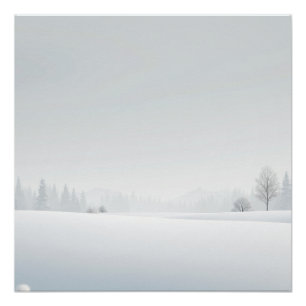Stiller Winterhorizont – Minimale Schneelandschaft Poster