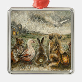 Stilles Beobachten der wunderlichen Farmhaustiere Ornament Aus Metall