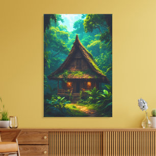 Stilles Haus im tropischen Wald Leinwanddruck