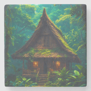 Stilles Haus im tropischen Wald Steinuntersetzer