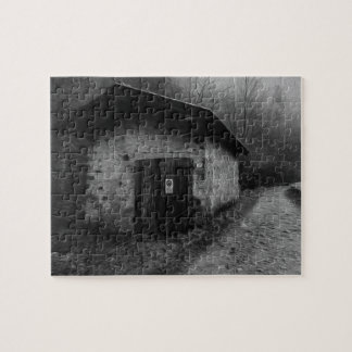 Stilles Hügel-Ölgemälde-Schwarzweiss-Puzzlespiel
