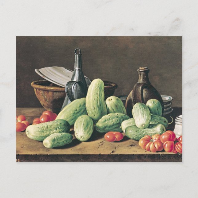 Stilles Leben mit Gurken und Tomaten Postkarte (Vorderseite)