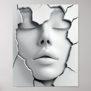 Stilles Mädchen unter der rissigen Oberfläche Poster