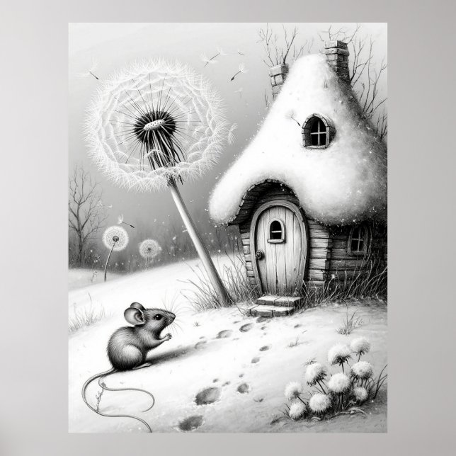 🐭 Stilles Schneehäuschen-Wunder ❄️🏡 Poster (Vorne)