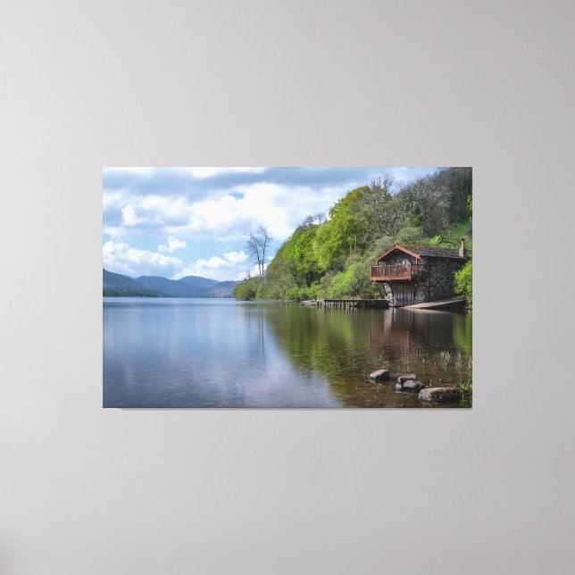 Stilles Wasser: Das Boathouse Cumbria Leinwanddruck (Vorderseite)