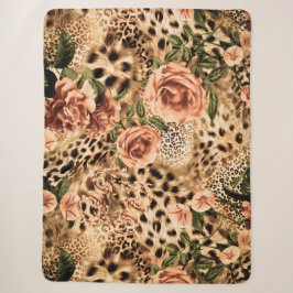 Stillistisches Leopardenmuster Druck mit Blume Tex Sherpadecke