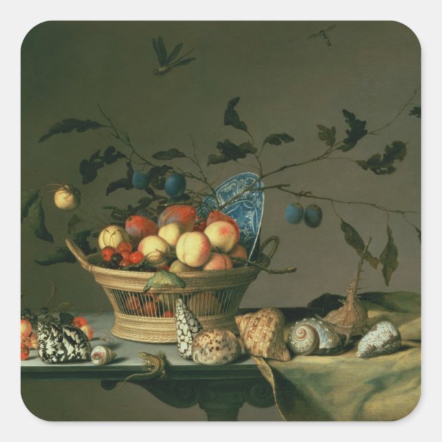 Stillleben 2 quadratischer aufkleber (Vorderseite)