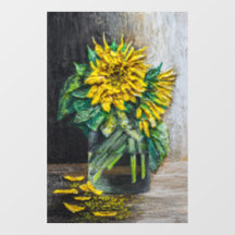Stillleben-Acrylgemälde mit Sonnenblumen