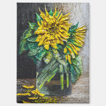 Stillleben-Acrylgemälde mit Sonnenblumen
